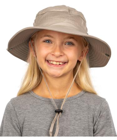 GearTOP UPF 50+ Kids Sun hat to Protect Against UV Sun Rays - Kids Bucket Hat and Sun Hats for Kids Camping Fishing Safari 6 5/8-7 Khaki