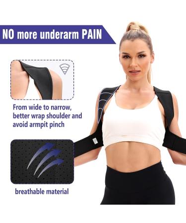 Moxita Posture Corrector for Women and Men - Adjustable Upper Back Brace for Pain Relief - Small/Medium, Black - Buy Online on GoSupps.com