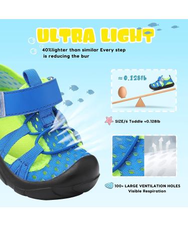 JOINFREE Toddler Water Shoes - Breathable Quick Dry Sneakers for Boys and Girls | Lightweight Barefoot Beach Sandals - 5 Toddler Blue Green - Buy Online on GoSupps.com