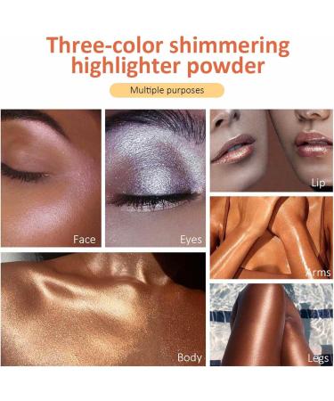 Makeup Highlighter Stick 3 Colors Body Shimmer Highlighter Makeup - Easy to Apply Patting Powder for Face Eyes Lips Hair Body Glow Makeup Frifer - Buy Online on GoSupps.com