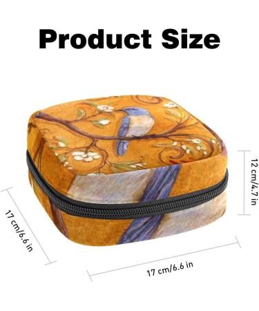 Vintage Flower Blue Bird Period Bag | Sanitary Napkin Storage & Travel Makeup Pouch - GIAPB Color5222 - Buy Online on GoSupps.com