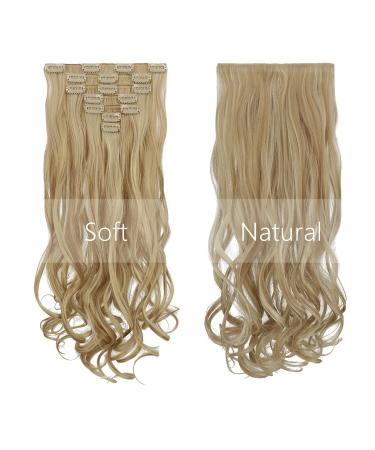 Shop Feshfen 7-Part Clip-In Hair Extensions | Wavy Golden Blonde & Bleach Blonde | 50cm Synthetic Hair Parts for Women - Buy Online on GoSupps.com