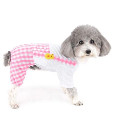 Zunea Small Dog Pyjamas Soft Cotton Puppy Clothes Summer Pajamas Jumpsuit Plaid Sleeping Wear Breathable Pjs Apparel Outfits Chihuahua Pullover Shirt Clothing for Pet Cats Dogs Girl Boys Pink M M pink