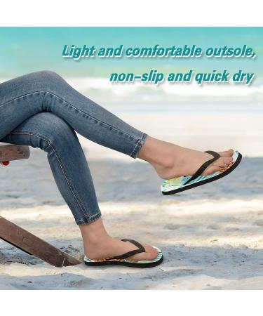 Buy Mnsruu Palm Pineapple Flip Flop Sandals - Colorful Oil Painting Home Slippers for Men & Women - Perfect for Travel Spa & Bedroom - Buy Online on GoSupps.com