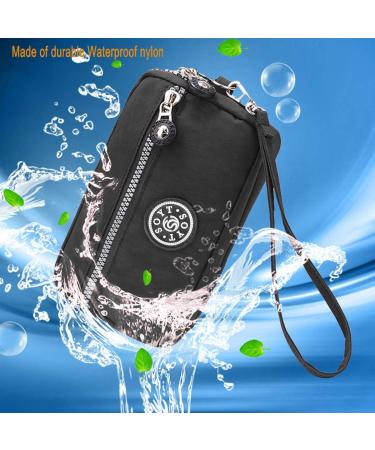 3-Layer Waterproof Nylon Zipper Wallet for Cellphone and Accessories - Black - Buy Online on GoSupps.com