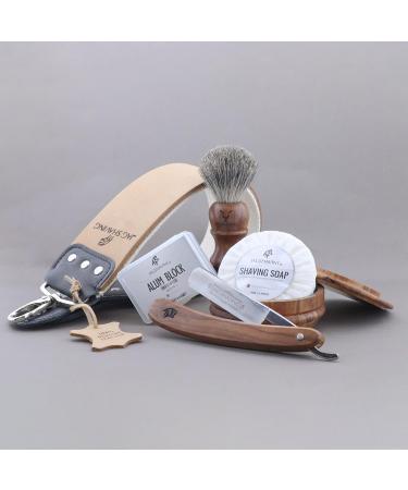 JAG Shaving Razor Set - 6-Piece Luxury Gift Set with Super Dachshaar Brush Shaving Soap & Wood Holder - Perfect for International Shipping - Buy Online on GoSupps.com