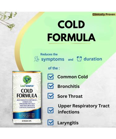 Leafsource Cold Formula Capsules Naturally Reduces Duration & Relieve Cold Symptoms Flu Upper Respiratory Tract Infections Bronchitis Sore Throat and Laryngitis Plant-Based Ingredient Vegan Immune Modulator NPN 80114231 (60 Counts) 60 count (Pack of 1) - Buy Online on GoSupps.com