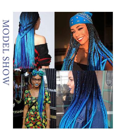 SEGO 5 Pieces Ombre Hair Braid Extensions - 24 Dark Blue & Light Blue Crochet Braiding Hair for Stunning Styles - Buy Online on GoSupps.com