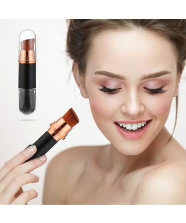 FOMIYES Double Ended Makeup Brush - Powder & Liquid Foundation Blending Brush with Dust Cover (Black) - Perfect for Flawless Finish - Buy Online on GoSupps.com