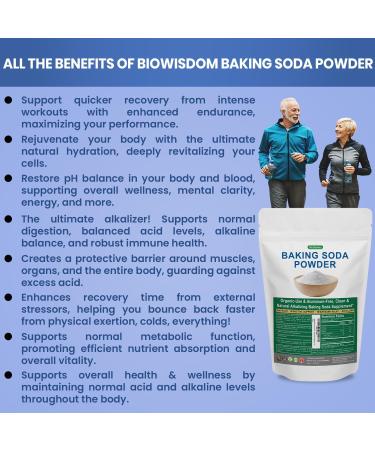 BioWisdom Nutraceuticals Baking Soda Powder for Organic Use, Grade 1 Aluminum Free Baking Soda, Natural No Chemicals, Pure Powder for Cooking, Stomach Acid, Kidney Supplement, 1lb - Buy Online on GoSupps.com