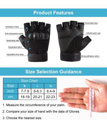SUJAYU Men's Tactical Fingerless Gloves - Black, Medium - Buy Online on GoSupps.com