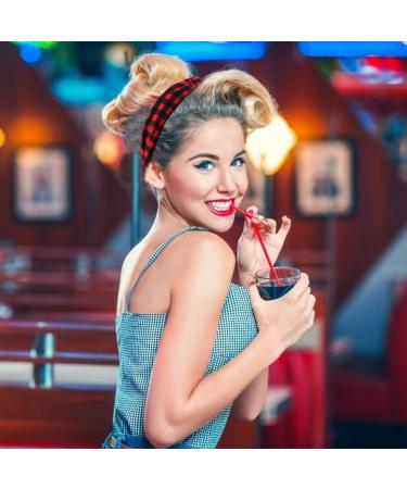 VELSCRUN 5 Pcs Plaid Headbands for Women - Wide Knot Top Vintage Hair Accessories in 5 Colors - Buy Online on GoSupps.com