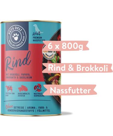 Pets Deli Wet Dog Food - Beef with Broccoli Papaya & Amaranth | Gluten & Sugar-Free | 6 x 800g Pack - Buy Online on GoSupps.com