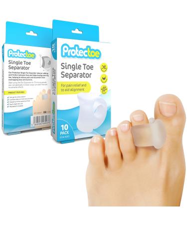 Protectoe Single Gel Toe Separator for Overlapping Toes Toe Spacer - Box of 10 Gel Separators