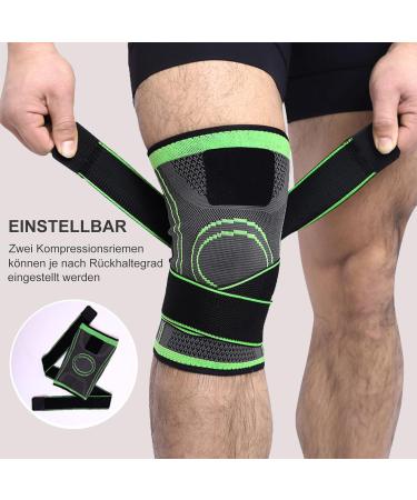 Adjustable Sports Knee Supports - 2 Pack for Pain Relief | Men & Women | L Green Knee Sleeves for Arthritis Meniscus Tear Running & Climbing - Buy Online on GoSupps.com