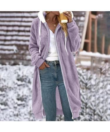 Shop Hanxiulin Women's Fleece Jacket | Plush Cozy Long-Sleeved Winter Coat - Oversized 4XL Purple Outerwear - Buy Online on GoSupps.com