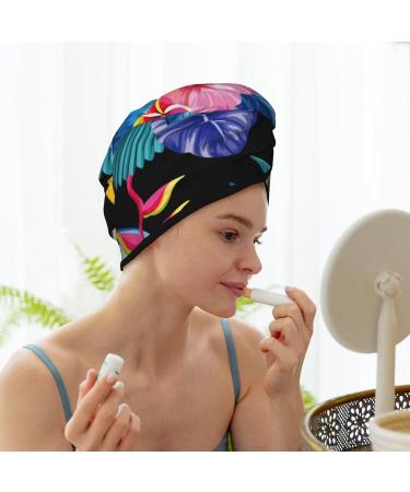 Tropical Palm Leaves Microfiber Hair Towel | Soft Super Absorbent Wrap for Women | Quick Dry Coral Velvet Cap for Long Curly & Thick Hair - Buy Online on GoSupps.com