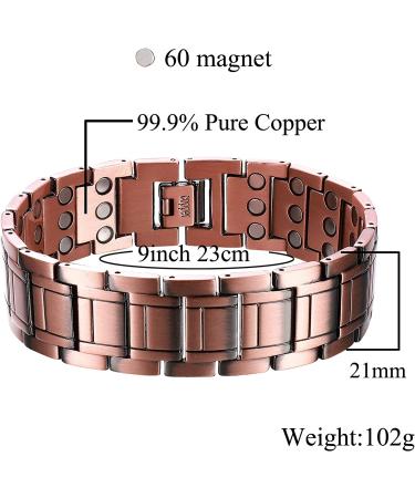 Copper Magnetic Therapy Bracelet for Men with Arthritis - 9.0 inches Adjustable - Father's Day Gift - Buy Online on GoSupps.com