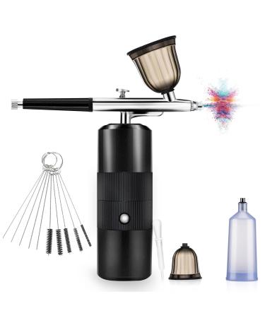 Airbrush Kit with Air Compressor Rechargeable Cordless Airbrush Gun Portable Handheld Airbrush Set for Makeup Cake Decor Model Coloring Nail Art Tattoo Simple Operation Easy Cleaning Black