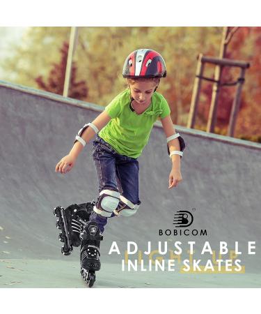 Adjustable Full Light Up Wheels Inline Skates for Kids & Adults - Black - Buy Online on GoSupps.com