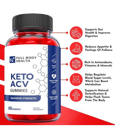 Full Body Health Keto Gummies with Apple Cider Vinegar - Vegan Non GMO Supplement (60 Gummies) - Buy Online on GoSupps.com