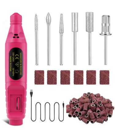Electric Nail Drill Portable Flawless Salon Nails Kit  Electronic Nail File and Full Manicure and Pedicure Tool  Gifts for Women (Rose Red)