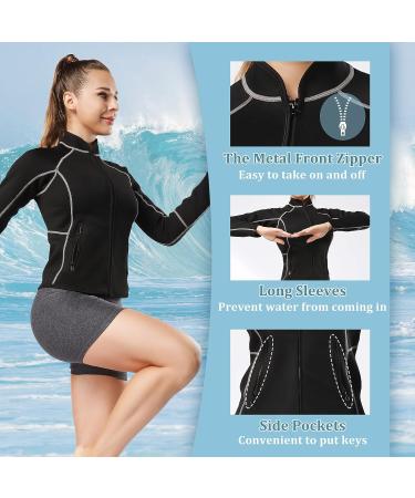 Healadote Women's 2mm Neoprene Wetsuit Top - XX-Large | Long Sleeve Wet Suit Jacket for Swimming, Surfing, Diving - Keep Warm - Buy Online on GoSupps.com