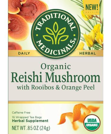 Traditional Medicinals Organic Reishi Mushroom Tea with Rooibos & Orange Peel - 16 Count (Pack of 6) - Buy Online on GoSupps.com