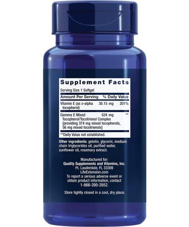 Gamma E Mixed Tocopherols & Tocotrienols - Life Extension 60 Softgels for Antioxidant Support - Buy Online on GoSupps.com