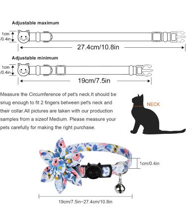 Pet Cat Safety Collar Breakaway Cat Collar with Bells Adjustable Cat Collars with Sunflower Cute and Soft Cat Collars Cat Collar Accessories for Cat and Small Animals Pets Blueflower - Buy Online on GoSupps.com