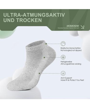 Momoshe 10 Pairs Breathable Sneakers Socks for Men & Women | Cotton Sports & Running Half Socks | Unisex 39-42 | 5 White + 5 Gray - Buy Online on GoSupps.com