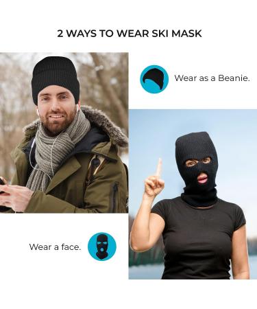 Hole Knitted Full Face Ski Mask Balaclava for Winter Sports - Black - Buy Online on GoSupps.com