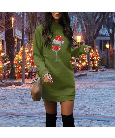 Hanxiulin Women's Christmas Dress - Oversized Long-Sleeved Hoodie Sweatshirt in Green XL - Trendy Holiday Fashion - Buy Online on GoSupps.com
