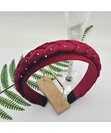 SARTS Braided Velvet Headband - Stylish & Fashionable Chunky Hairband for Women - 4.5CM Wide Winter Velvet Crown - Thick Velvet Head Band for Girls (Burgundy) - Buy Online on GoSupps.com