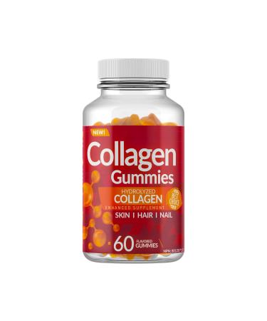 Enhanced Hydrolyzed Collagen Gummies - For Hair Skin and Nails. 60 Delicious Flavoured Gummies