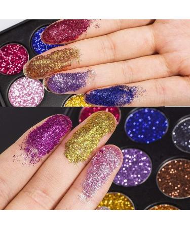 12 Colors Glitter Powder Makeup Palette - Professional Long Lasting Shimmer Eyeshadow | Mineral Pressed Glitter for All Skin Types - Buy Online on GoSupps.com