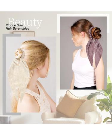 Cinaci 10 Pieces Solid Velvet Hair Ties with Long Ribbon Bow Tail Hair Scrunchies Bands Ponytail Holders Elastics Accessories for Women Girls - Buy Online on GoSupps.com