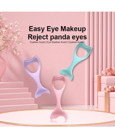 Silicone Winged Template Makeup Template Eyelash Aid Mermaid Mascara Guard Upper Lower Eye Tape Lash Mascara Guard Applicator Eyelash Comb Cosmetic Tool (Purple) - Buy Online on GoSupps.com