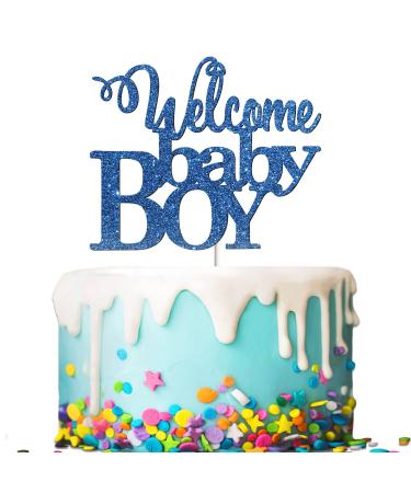 Tenhaisi Navy Blue Welcome Baby Boy Cake Topper Baby Shower It's A Boy Party Decoration Cake Topper for Birthday