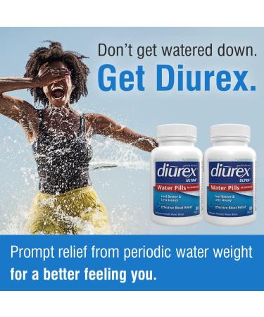Diurex Ultra Re-Energizing Water Pills - Relieve Water Bloat and Feel Lighter - 2 Bottles, 80 Count Each - Buy Online on GoSupps.com