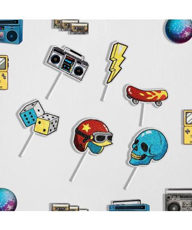 Retro Rock Party Theme Happy Birthday Cupcake Toppers for Kids 18-PC Set - It's perfect as a boys or girls hip-hop themed party rock themed party or baby shower party decoration - SugarGera - Buy Online on GoSupps.com