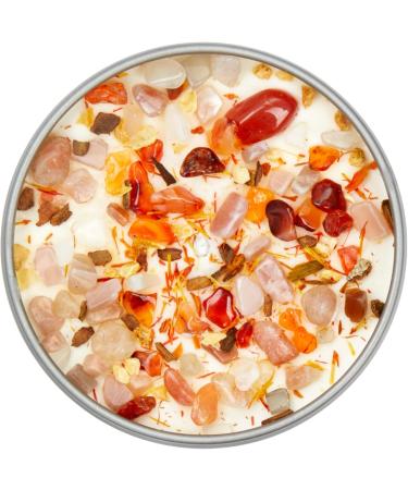 Sacral Chakra Candle - New Moon Beginnings | Aromatherapy Soy Candle with Dried Flowers Herbs & Crystals - 8oz Tin for Chakra Healing - Buy Online on GoSupps.com