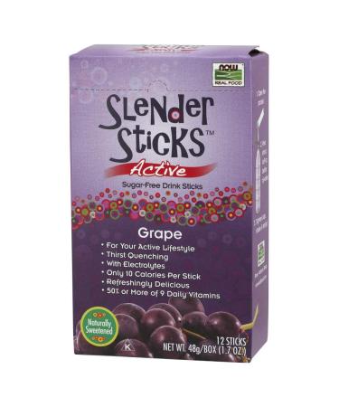 Now Foods Real Food Slender Sticks - Active Grape 12 Sticks (17 oz) | Healthy Snack - Buy Online on GoSupps.com
