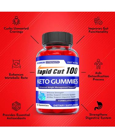 Rapid Cut 100 Keto Gummies - 3 Pack Vegan Formula with ACV, Vitamin B12 - 180 Gummies - Buy Online on GoSupps.com
