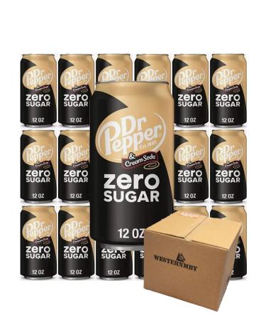 Dr pepper ZERO Cream soda, 12 fl oz, 18 cans, total 216 fl oz Pepper 12 Fl Oz (Pack of 18)