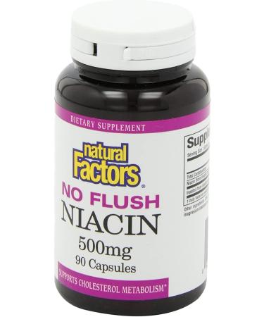 Natural Factors No Flush Niacin 500 mg - 90 Capsules for Heart Health & Cholesterol Support - Buy Online on GoSupps.com