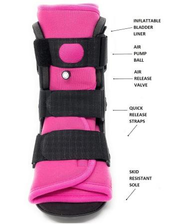 Medium Low Top Air Pump CAM Medical Walker Boot for Ankle Injuries - Size 8 1/2 - 11 1/2 (Women) | 7 1/2 - 11 (Men) | Pink Liner - Medium Size - Buy Online on GoSupps.com
