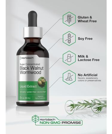 Horb ach Black Walnut Wormwood Liquid Extract | 2 fl oz | Alcohol Free Tincture | Vegetarian Non-GMO & Gluten Free - Buy Online on GoSupps.com