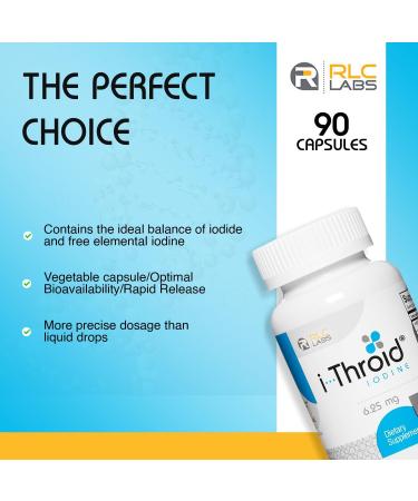 RLC Labs i-Throid 6.25 mg - Thyroid Supplements for Hypothyroidism Iodide Supplements for Thyroid Support Healthy Metabolism Thyroid Support for Women and Men - 90 Vegetarian Capsules (Pack of 2) 90 Count (Pack of 2) - Buy Online on GoSupps.com
