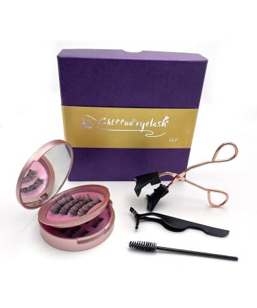 Magnetic Eyelashes Set - Reusable, Natural Look, Waterproof - 3 Pairs False Lashes with Applicator - Rose - 3D Effect - Buy Online on GoSupps.com